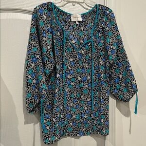 Yumi Kim Blue and Black Floral Blouse